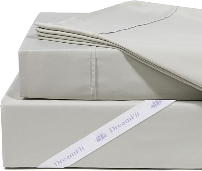 DreamFit DreamCool 100% Pima Cotton Sheets with Elastic Corner Straps 20 Inch Crafted in USA Bedding Guaranteed to Stay On for Adjustable Bed Luxury Sheets Split California King Sheets Set Sage