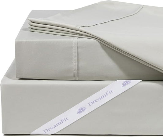 DreamFit DreamCool 100% Pima Cotton Sheets with Elastic Corner Straps 20 Inch Crafted in USA Bedding Guaranteed to Stay On for Adjustable Bed Luxury Sheets Split California King Sheets Set Sage