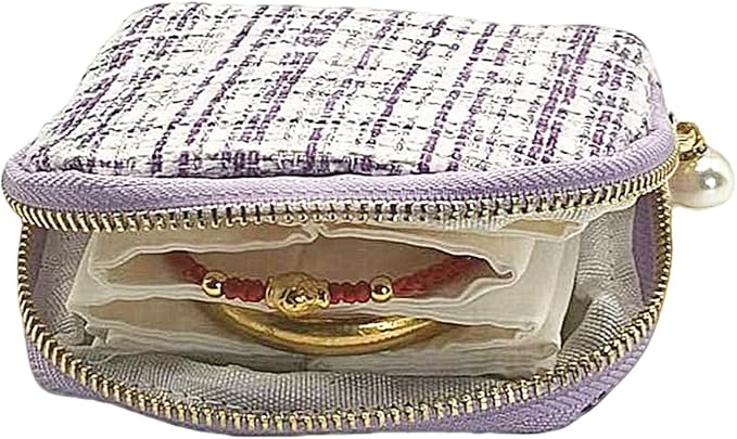 Small Travel Jewelry Case - Jewelry Travel Organizer Bag with Tassel Zipper for Bracelets, Necklaces, Bangles, Jewelry Organizer Storage Bag Gift for Women Girls - LJB002-Purple - Image 4