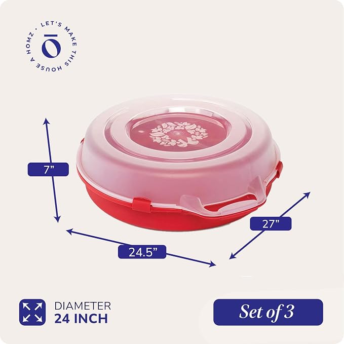 HOMZ 3-Pack 24 Inch Seasonal Holiday Clear Plastic Wreath Storage Containers, Red – Stackable Decoration Organizer Bins with Lids and Handles for Christmas Wreaths and Garlands - Image 4