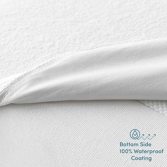 Comfort Beddings 100% Organic Cotton Mattress Protector Family XL Mattress Cover 250GSM, Waterproof, Noiseless Fitted Bed Cover Protector with 15" Deep Pocket