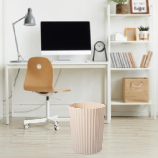 JiatuA Small Trash Can Plastic Wastebasket Round Garbage Container Bin for Bathroom, Kitchen, Bedroom, Home Office, College Dorm, Beige - Image 5