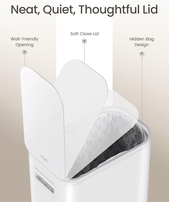 Cesun Small Bathroom Trash Can with Lid Soft Close, Step Pedal, 5 Liter / 1.3 Gallon Stainless Steel Garbage Can with Removable Inner Bucket, Waste Basket for Bathroom, Bedroom (White) - Image 4