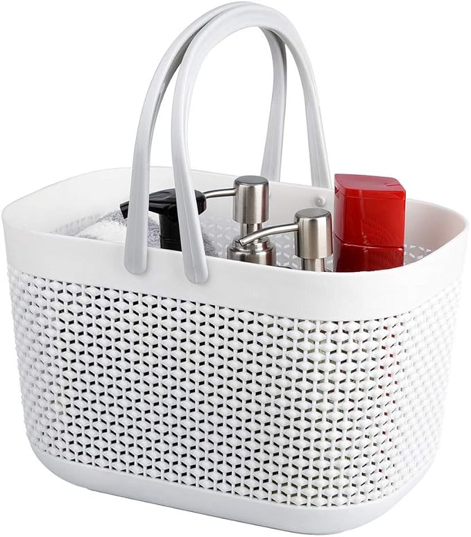 UUJOLY Plastic Organizer Storage Baskets with Handles, Shower Caddy Bins Organizer for Bathroom and kitchen（White） by UUJOLY