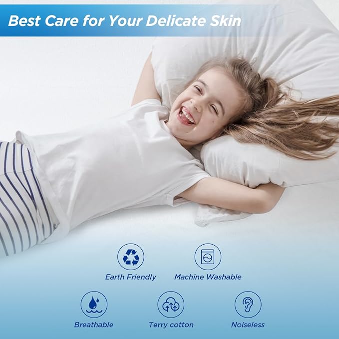 Waterproof Mattress Protector, King Size Terry Cotton Mattress Pad Cover Breathable Deep Pocket Fitted Sheet Style 78"x80" +18 Inch Pocket