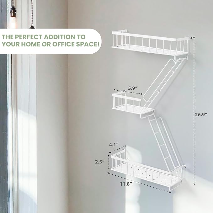 SweetSage Fire Escape Wall Shelf White - Modern New York City Wall Decorative Display Ladder Floating Shelves for Bedroom, Home Decor, Action Figure Display (2.5-Tier) - Image 2