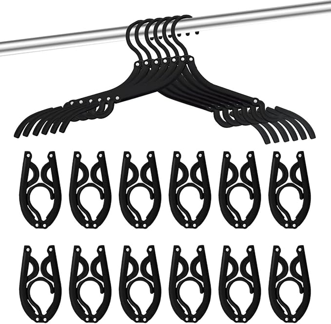 12 PCS Travel Hangers - Cruise Ship Essentials Portable Folding Clothes Hangers Travel Essentials Foldable Clothes Drying Rack for Travel (Black) by Trubetter