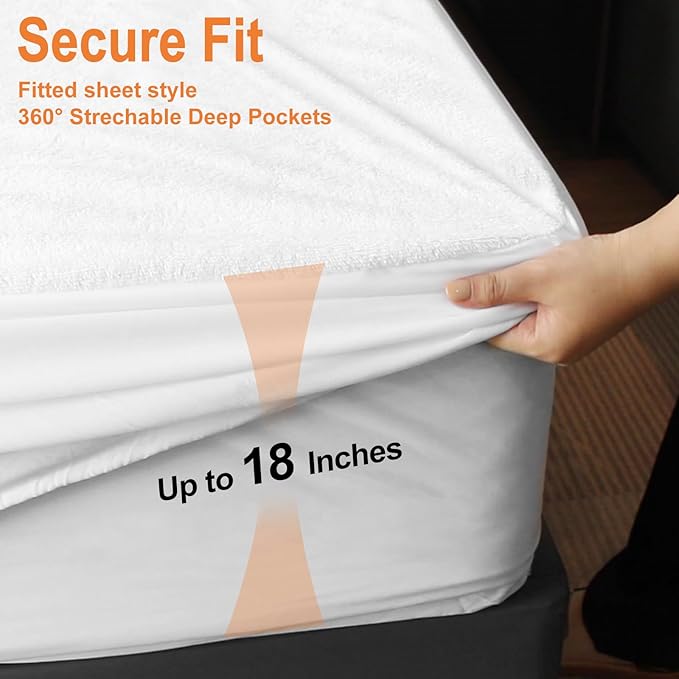 for College Dorm Mattress Protector Twin XL 39"x 80" Fitted Sheet Style up to 18 inch Depth, Menstrual Period Protection, w Stretchy Elastic Skirt Band