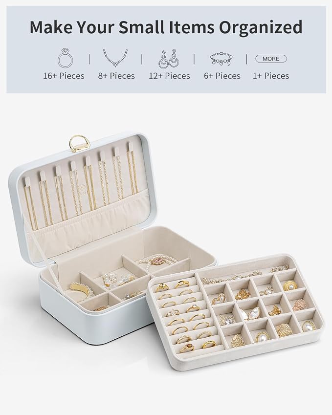Vlando Jewelry Box Organizer for Women Girl,Lockable Jewelry Case Boxes with 2 Layers,Earrings Necklace,Rings Storage,Gift Box Packaging,Wedding Birthday Gifts Ideas Blue - Image 8