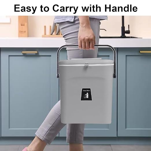 LALASTAR Kitchen Compost Bin for Countertop or Under Sink, Hanging Small Trash Can with Lid for RV/Office/Bedroom/Dorm, Mountable Indoor Compost Bucket, 9L/2.4 Gal, Grey - Image 5