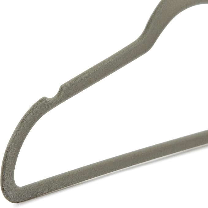 Amazon Basics Slim Velvet Non-Slip Space Saving Suit Clothes Hangers, Closet Organizer, Gray/Silver, 50-Pack - Image 7