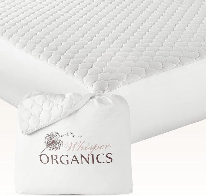 100% Cotton Organic Mattress Pad - Breathable & Cooling Mattress Protector Twin Size - Premium 300GSM Quilted and Machine Washable - Fairtrade & GOTS Certified Bed Protector (White, Twin)