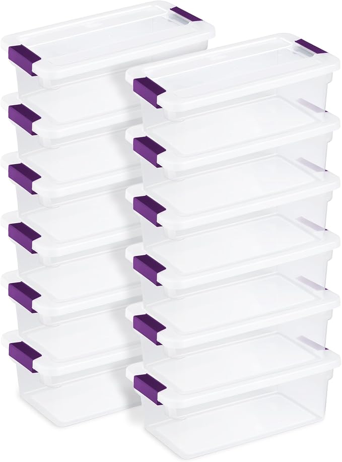 Sterilite 12-Pack ClearView Latch Box, Stackable Clear Organizer Bins with Lids, 6 Qt – Plastic Tote Containers for Closet, Office, Bedroom, Shelving Units and Everyday Home Storage Organization - Image 9