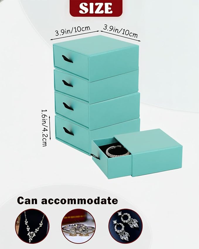 Jewelry Gift Box Velvet-Lined, 12 Pack Compact Drawer Style for Earrings & Rings, Necklace & Bracelet Organizer, Stackable Jewelry Display & Storage Box, Elegant Jewelry Storage (Blue) - Image 2