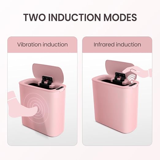 Cesun Motion Sensor Trash Can, 5 Gallon Automatic Bathroom Garbage Can with Lid, Touchless Smart Plastic Slim Wastebasket for Bathroom, Office, rv, Bedroom, Living Room, Pink - Image 7