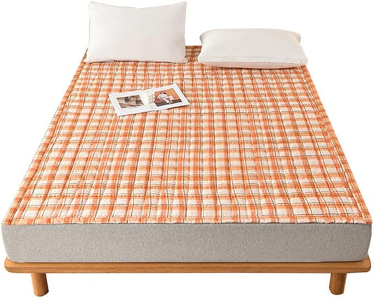 Mattress Pad Cal-King，Breathable，Non-Slip Mattress Protector with Elastic Straps，Quilted Mattress Topper Cover for Adults and Kids，Raw Cotton，Washable