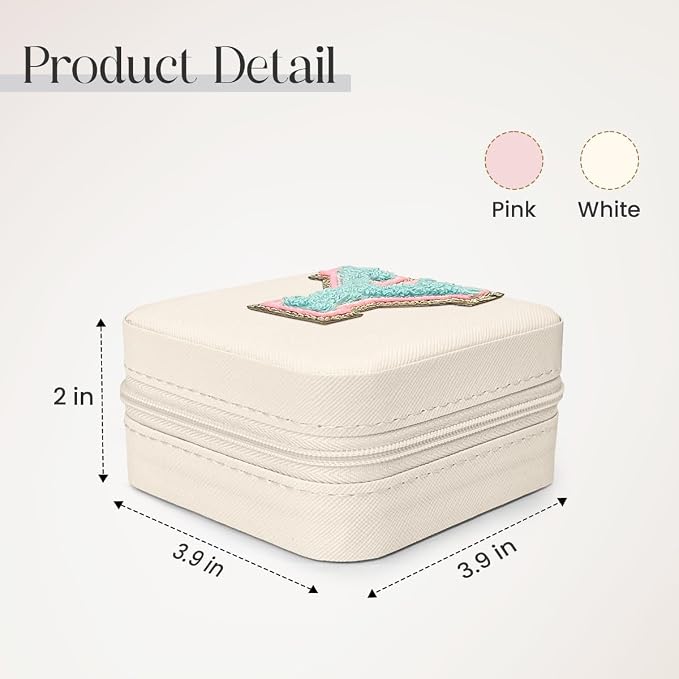 SANDJEST Personalized Jewelry Box, White Travel Jewelry Box with Initial Y, Small Monogrammed Jewelry Case Organizer for Girls Women Teen Kids, Mini Travel Essentials Gifts for Birthday Christmas - Image 2