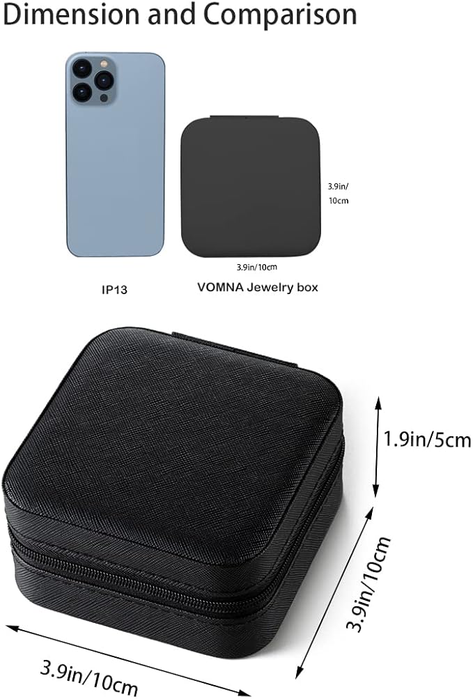 5pack/PU Leather Travel Jewelry Case, Mini Jewelry Box, Small Jewelry Organizer Portable Display Storage Case for Rings Earrings Necklace Bracelet Bangle,Gifts for Girls Women (Black) - Image 5