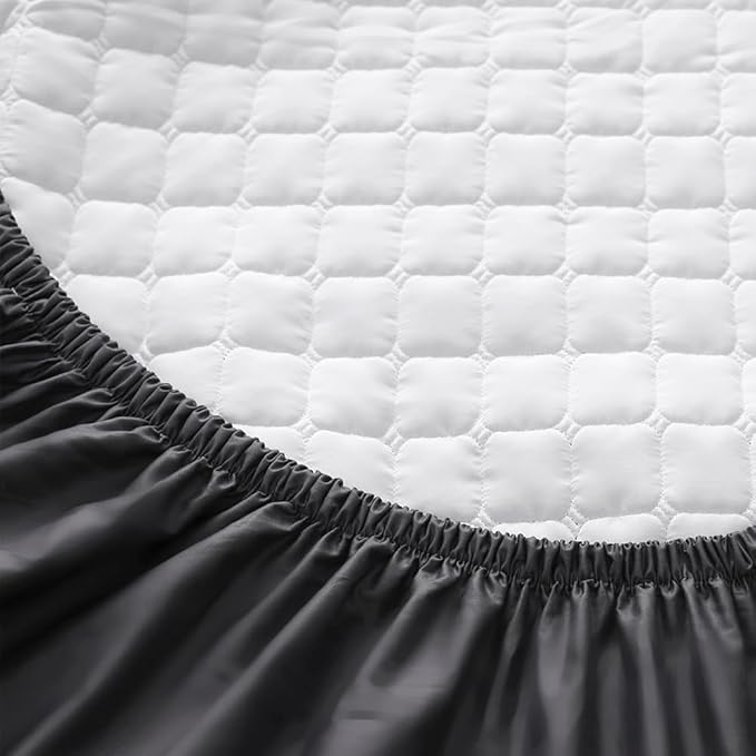 Quilted 100% Cotton Mattress Cover – 6 Colors, Machine Washable, Breathable & Stretchy, Fits up to 16-Inch Deep, Twin/Full/Queen/King (Charcoal, King)