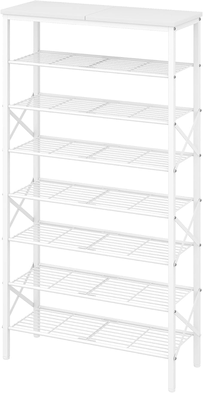 YATINEY 8 Tier Shoe Rack, Shoe Storage Organizer, Large Capacity Shoe Shelf Holds 32 Pairs of Shoes, Sturdy and Stable, for Entryway, Hallway, Closet, Dorm Room, White SS08WW by Yatiney