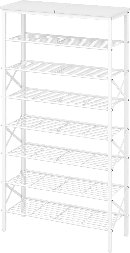 YATINEY 8 Tier Shoe Rack, Shoe Storage Organizer, Large Capacity Shoe Shelf Holds 32 Pairs of Shoes, Sturdy and Stable, for Entryway, Hallway, Closet, Dorm Room, White SS08WW by Yatiney