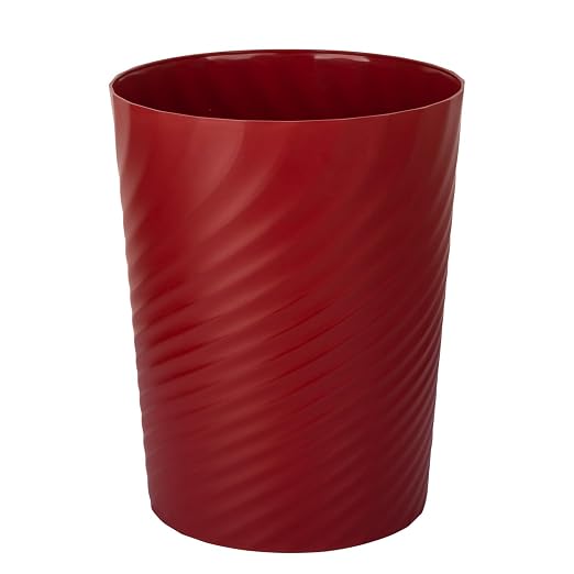 UUJOLY Plastic Small Trash Can Wastebasket, Garbage Container Basket for Bathrooms, Laundry Room, Kitchens, Offices, Kids Rooms, Dorms, (Red, 1.8 Gallon) by UUJOLY