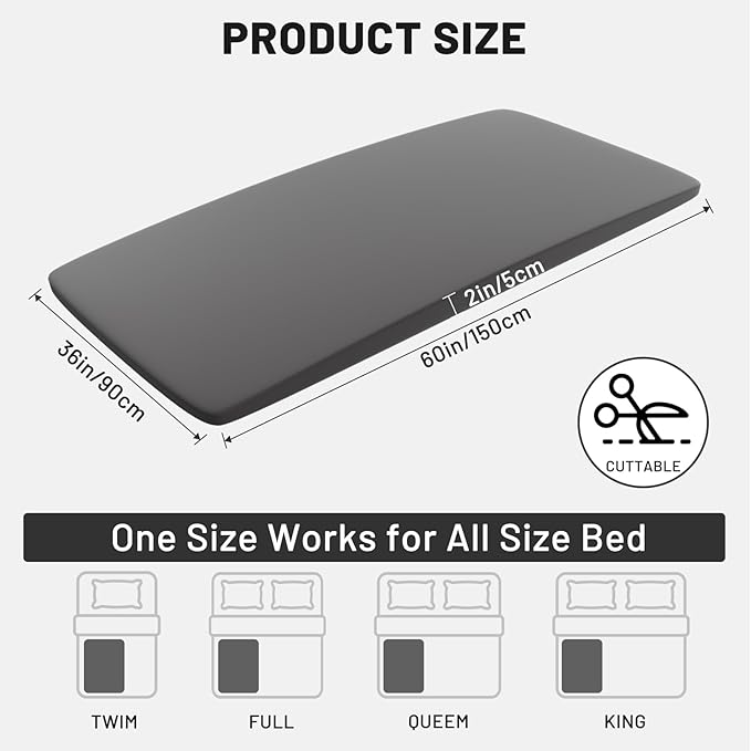 Sagging Mattress Support, Under Mattress Board to Fix Sinking Bed, 40D High-Density for Sagging Bed Repair, Firm Support Corrector Pad for Queen King Twin XL, 60x36x2 Inches, Pack of 1