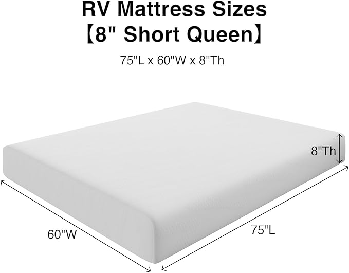 Novilla 8 Inch RV Short Queen Mattress, Gel Memory Foam Short Queen Size Mattress for RVs, Campers & Trailers, Cooling & Breathable Design, CertiPUR-US Certified, 75"x60"