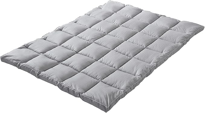CirclesHome Grey Futon Mattress Toppers with Anti-Slip Anchors - Futon Cover Filled with Plush Down Alternative Fill - Full Size Futon Cover is Soft, Comfortable and Allergy Free (Size: 54 x 75 x 2)
