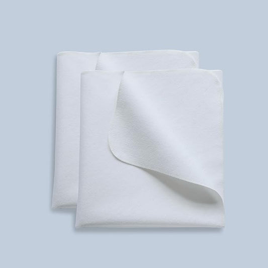 2 Pack Waterproof Crib Pad, 34" x 54", Reusable Incontinence Flannel Crib Protector for Baby, Toddler, Elders and Pets - White