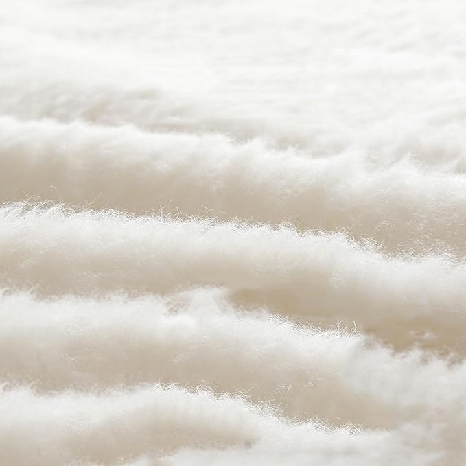100% Wool Fleece Fitted Mattress Cover Pad with Elastic Bands,Breathable Lamb Wool Mattress,Thicken Pure Wool Bed Topper,Folding Lamb Velvet Mattress,for Twin/Full/Queen/King(King, White)
