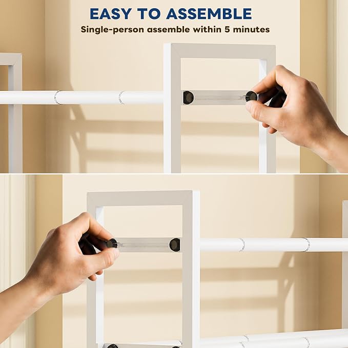 Mavivegue 3-Tier 19"-43.3" Adjustable Shoe Rack for Closet,Expandable Shoe Rack, Hall Entryway,Front Door,Garage, Sturdy Steel Space-Saving Rack, White​ - Image 6