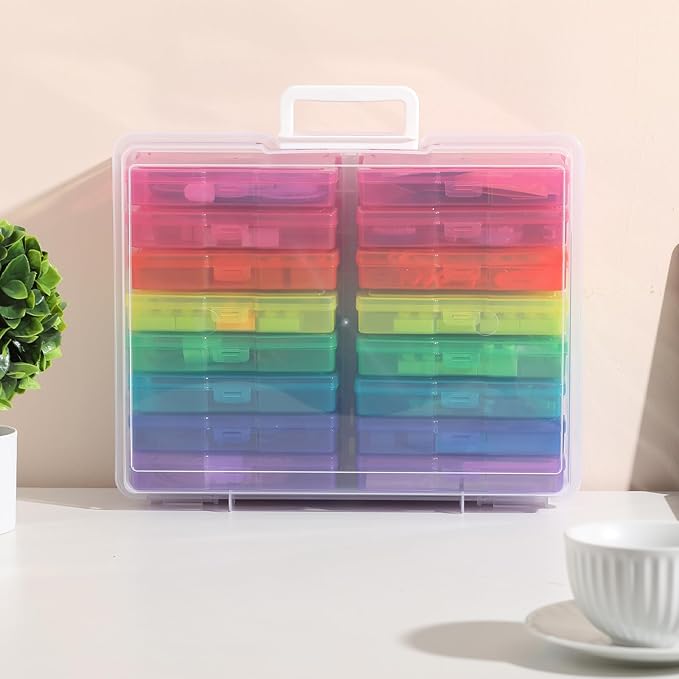 novelinks Transparent 4" x 6" Photo Cases and Clear Craft Keeper with Handle, 16 Inner Photo Organizers & Photo Storage Box, Plastic Photo Storage Containers (Color - 2Pack) - Image 5