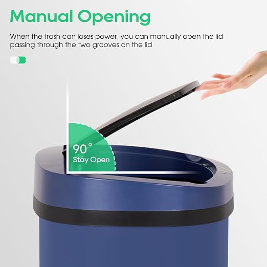 BestOffice 13‑Gallon Automatic Sensor Trash Can, Deep Blue – 50 L Touchless Motion‑Activated Kitchen Garbage Bin, Fingerprint‑Resistant Stainless Steel - Image 4