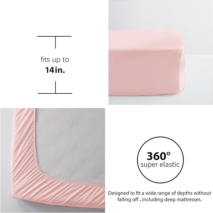 Zzlpp King Comforter Set 7 Pieces, Pink Seersucker Bed in a Bag with Comforter and Sheets, All Season Bedding Sets with 1 Comforter, 2 Pillow Shams, 2 Pillowcases, 1 Flat Sheet