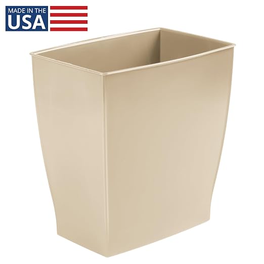 iDesign Small Plastic Bathroom Trash Can, Slim Rectangle Garbage Bin for Bedroom, Office, Dorm, Brown - Image 2