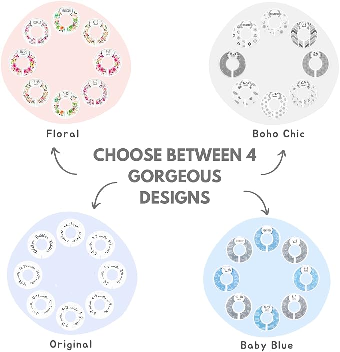 Eli with Love Baby Closet Dividers – Floral Design, Set of 8, Fits 1.5 Inch Rod, Nursery Clothing Organizer - Image 6