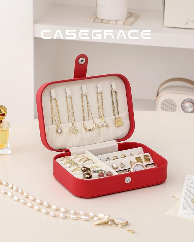 CASEGRACE Jewelry Box For Women Portable Travel Jewelry Case for Necklace Earring Rings Jewelry Holder Case Gift Box Girls - Image 2