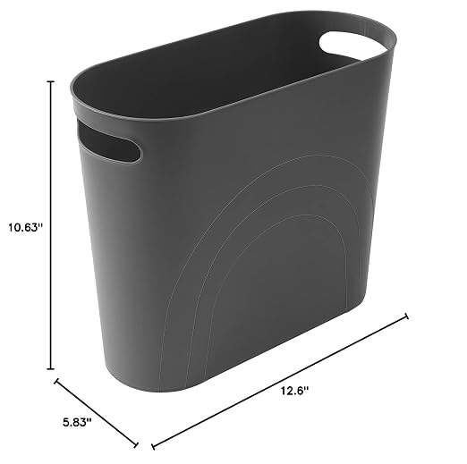 rejomiik Small Trash Can, 3.5 Gallon Slim Garbage Can Plastic Waste Basket with Handles Container Bin for Narrow Spaces Bathroom, Bedroom, Kitchen, Office at Home, Dark Gray - Image 7