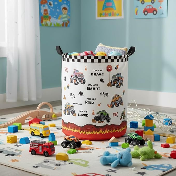 Baby Laundry Hamper kids laundry Basket Waterproof Laundry Bag for Bedroom Toy Clothes Organizer Room Décor(Truck) - Image 6