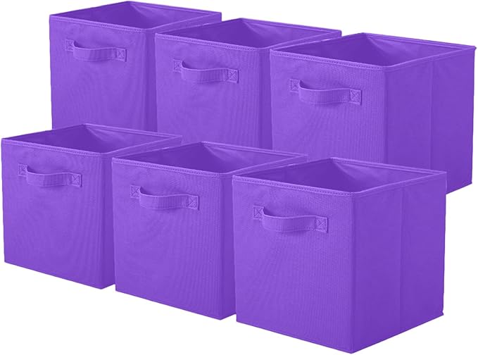 ShellKingdom Storage Bins, Foldable Fabric Storage Cubes And Cloth Storage Organizer Drawer For Closet And Toys, 6 Pack (Violet) by ShellKingdom