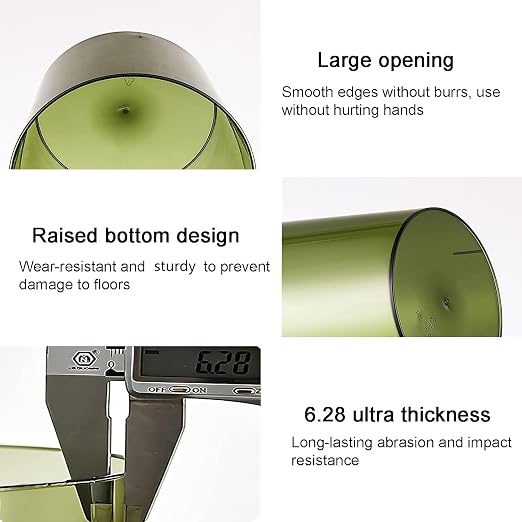 Anyoifax Small Trash Can Plastic Wastebasket 1.5 Gallon Round Garbage Container Bin for Bathroom, Bedroom, Kitchen, College Dorm, Office, Craft Room - Clear & Green - Image 3