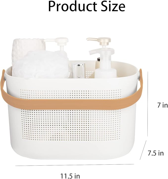 UUJOLY Plastic Storage Baskets with Handles, Shower Caddy Shelf Organizers Basket for Bathroom, Kitchen, Dorm Room, Yellow, 2 Pack - Image 5