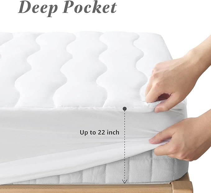 Breathable Cotton Twin Size Waterproof Mattress Protector, Premium Cotton Cover Mattress Pad for Kids, Soft Noiseless Fitted Mattress Cover with Deep Pocket Up to 22" Mattress(39 x 75 Inches, White)