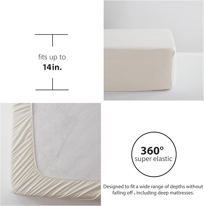 Zzlpp Twin Comforter Set 5 Pieces, Beige Seersucker Bed in a Bag with Comforter and Sheets, All Season Bedding Sets with 1 Comforter, 1 Pillow Sham, 1 Pillowcase, 1 Flat Sheet, 1 Fitted Sheet
