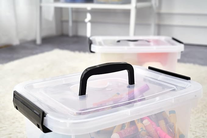 Clear Storage Latch Box/Bin, 2-Pack Plastic Organizing Container with Handle and Lids (7 QT/16QT) - Image 4
