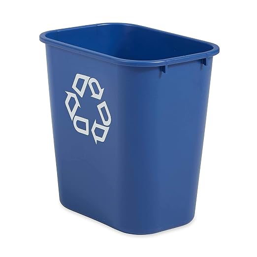 Rubbermaid Commercial Products Deskside Recycling Can, 7-Gallon/28-Quart, Blue Recycling Symbol, Plastic, for Bedroom/Bathroom/Office/Under Desk/Sink, Pack of 4 - Image 3