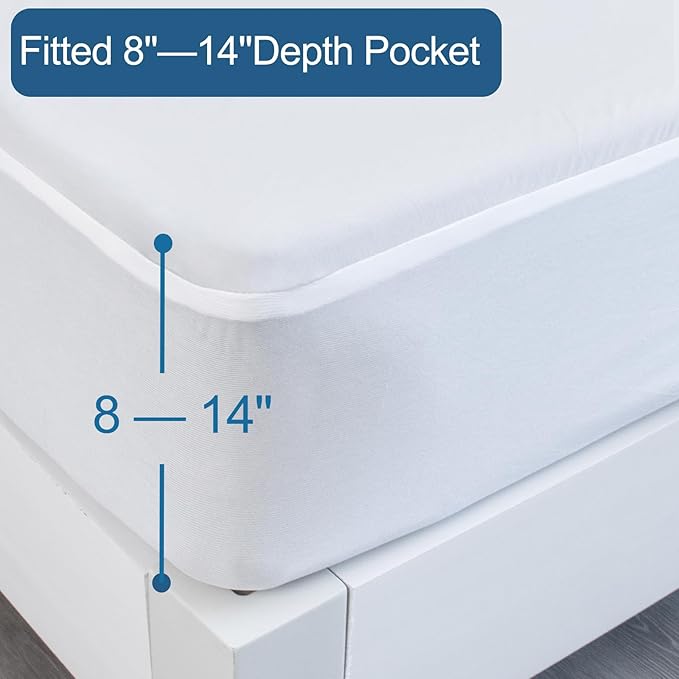 RV King Mattress Protector Waterproof for 72''×80'' up to14'' Depth, Ultra Soft & Breathable Smooth Top Fitted Mattress Cover Skin-Friendly Machine Washable
