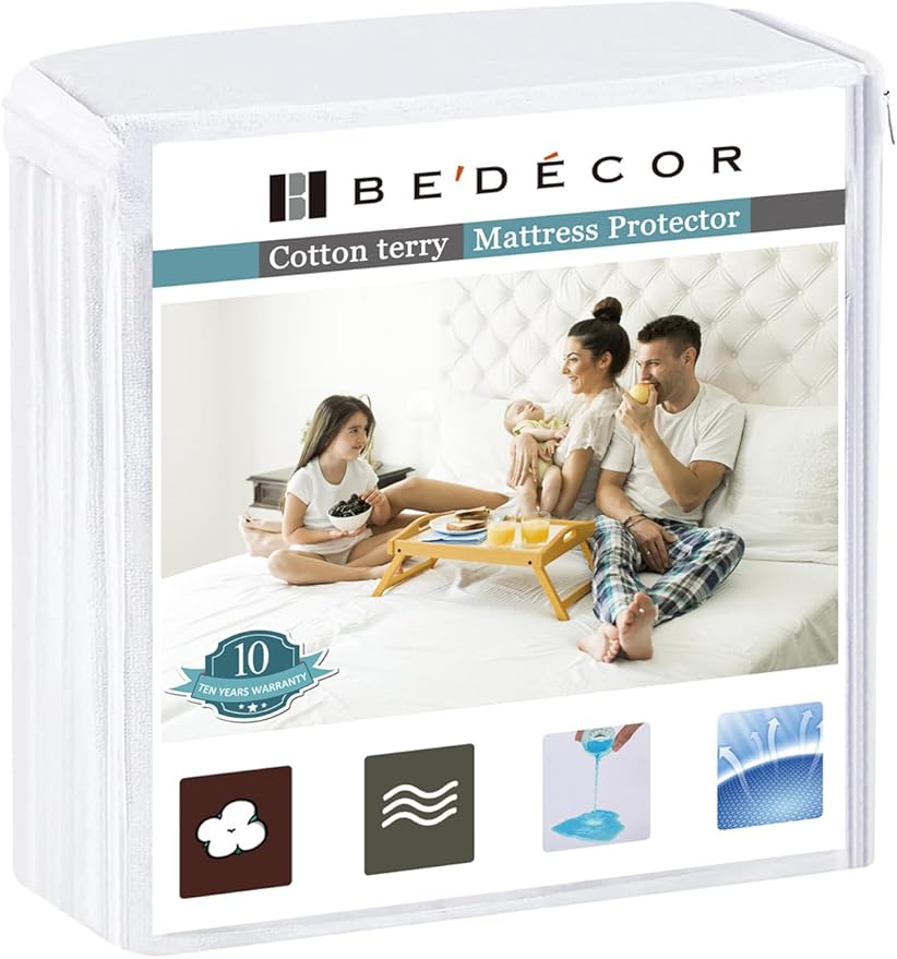 Bedecor Full Waterproof Mattress Protector,Pee and Bed Wetting Protection Cover for Kids and Pets, Fitted Deep Pocket for 9-18 Inch Deep