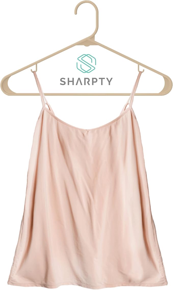 Sharpty Plastic Hangers Clothes Hangers for Clothing, Closet, Coats & Shirts - Durable & Space Saving - for Everyday Standard Use, Room Essentials & Basics - 60 Pack - Beige - Image 4